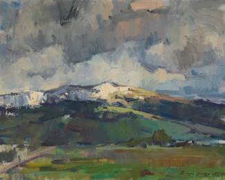 1146 Sergei Bongart (1918-1985) Mountain landscape, 1970 Oil on canvas Signed and dated lower right: Sergei Bongart 70 22" H x 28" W Estimate: $800 - $1,200