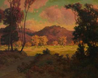 1025 William Lees Judson (1842-1928) Autumn landscape Oil on canvas Signed lower right: W.L. Judson; numbered in black verso: "670" 20.25" H x 34.25" W Estimate: $1,500 - $2,500