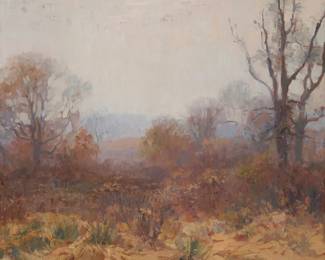 1175 John Frost (1890-1937) "Mystic Morning" Oil on board Inscribed verso: "By John Frost" in another hand; titled by repute 20" H x 24" W Estimate: $3,000 - $5,000