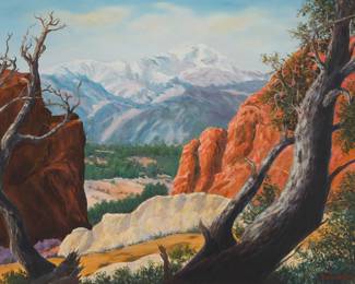 1149 James Swinnerton (1875-1974) "Garden of the Gods" Oil on canvas board Signed lower right: Swinnerton; titled by repute 22" H x 30" W Estimate: $3,000 - $5,000