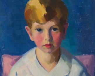 1047 Mabel Alvarez (1891-1985) "Master Jimmie Mageath," 1928 Oil on canvas Signed lower right: Alvarez; titled on the estate website 16" H x 14.5" W Estimate: $800 - $1,200