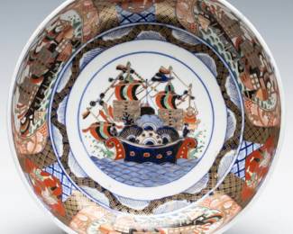 A Collection of Japanese Porcelain with Black Ships and Dutch Traders