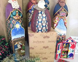Jim Shore Three Wisemen + Santa figurines