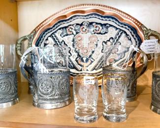 Vintage filigree Russian tea glasses (podstakannik)