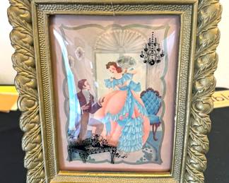 Victorian-style reverse bubble glass painting 