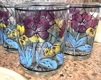 Vintage Cera foral stained glassware