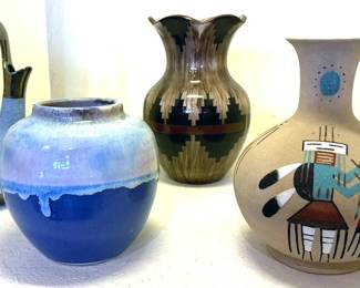 Ceramics, including Native American sand art vase