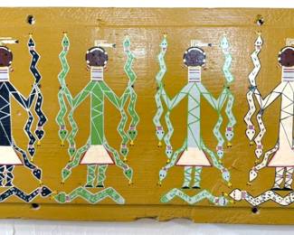 Frank (Andy) Anderson 1970 Yei painting on ammunition box wood