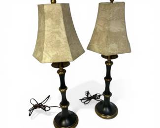 Pair of Black  Brass Table Lamps