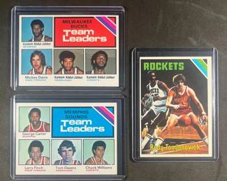1975 Topps NBA 3 Card Lot  Team Leaders including Kareem AbdulJabbar a Rudy Tomjoanovich.