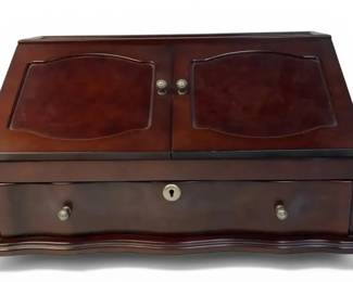 Large Wooden Jewelry Box w Key