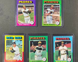 1975 Topps MLB Hall of Famers. Winfield, Stargell, Fisk, Parker, and McCovey.
