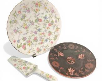 Andrea by Sadek Fine Porcelain China Floral Cake Plate w Server  More