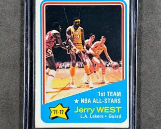 1972 Topps Jerry West 1st Team NBA AllStars along with Wilt setting a screen 164.
