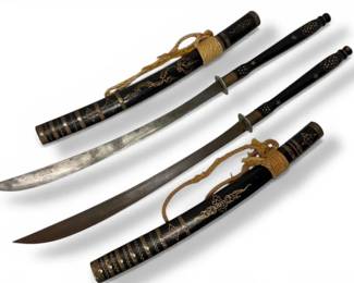 Two Short Swords With Wood Sheaths