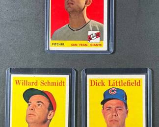 1958 Topps Pitchers. Ray Crone, Willard Schmidt, and Dick Littlefield.