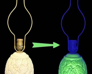 Uranium Milk Glass Two Bulb Table Lamp