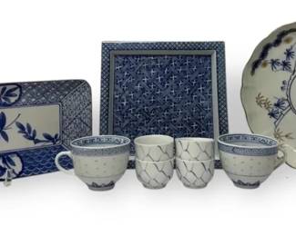 Blue And White Porcelain Asian Dishware