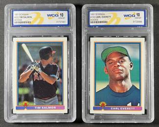 1991 Bowman MLB Rookie Cards  WCG 10 GEMMT. Tim Salmon 203 and Carl Everett 156.