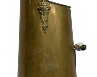 Brass Coal Scuttle With Porcelain Handles
