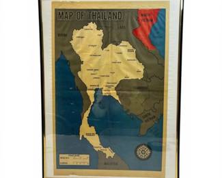 1967 Map Of Thailand Newsprint