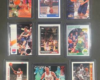 NBA Collectible Lot  9 Cards including Rookies Hurley, Rose, and Kemp, Jordans and other stars.