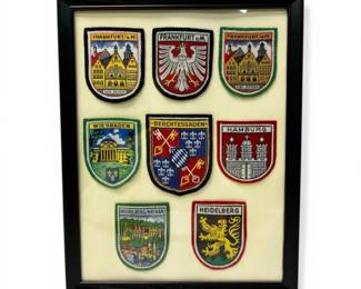 Framed German Souvenir Patches Badges