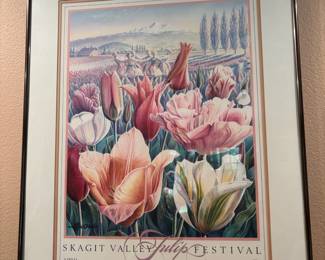 Framed & Matted 1990 Skagit Valley Tulip Festival Poster