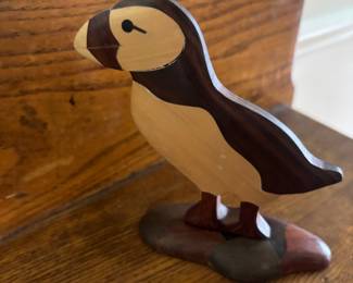 Handmade Wooden Puffin Sculpture