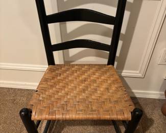 Black Ladder Back Dining Chair with Woven Rush Seat