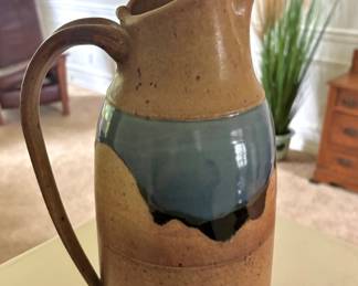 Earthy Color Scheme Studio Pottery Pitcher - Signed by Artist