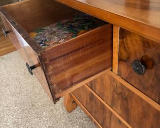 Victorian Burled Walnut Dresser with Swivel Mirror