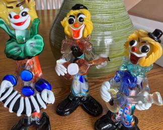 Art Glass Clown Figurines - Likely Murano