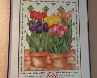 Framed & Matted 1990 Skagit Valley Tulip Festival Poster