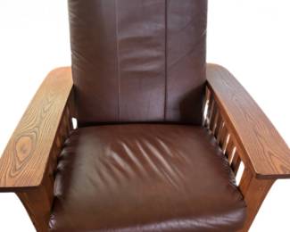 Barcalounger Mission Style Brown Leather Recliner Chair