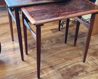 MID CENTURY STACK TABLES ROSEWOOD.