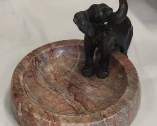 BRONZE ELEPHANT ON MARBLE 