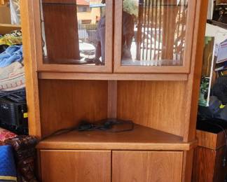 Mid Century Corner Teak Cabinet