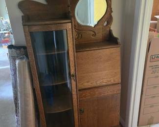Side by side antique oak secretary
