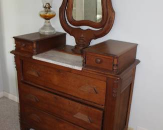 Antique walnut dresser with pier mirror