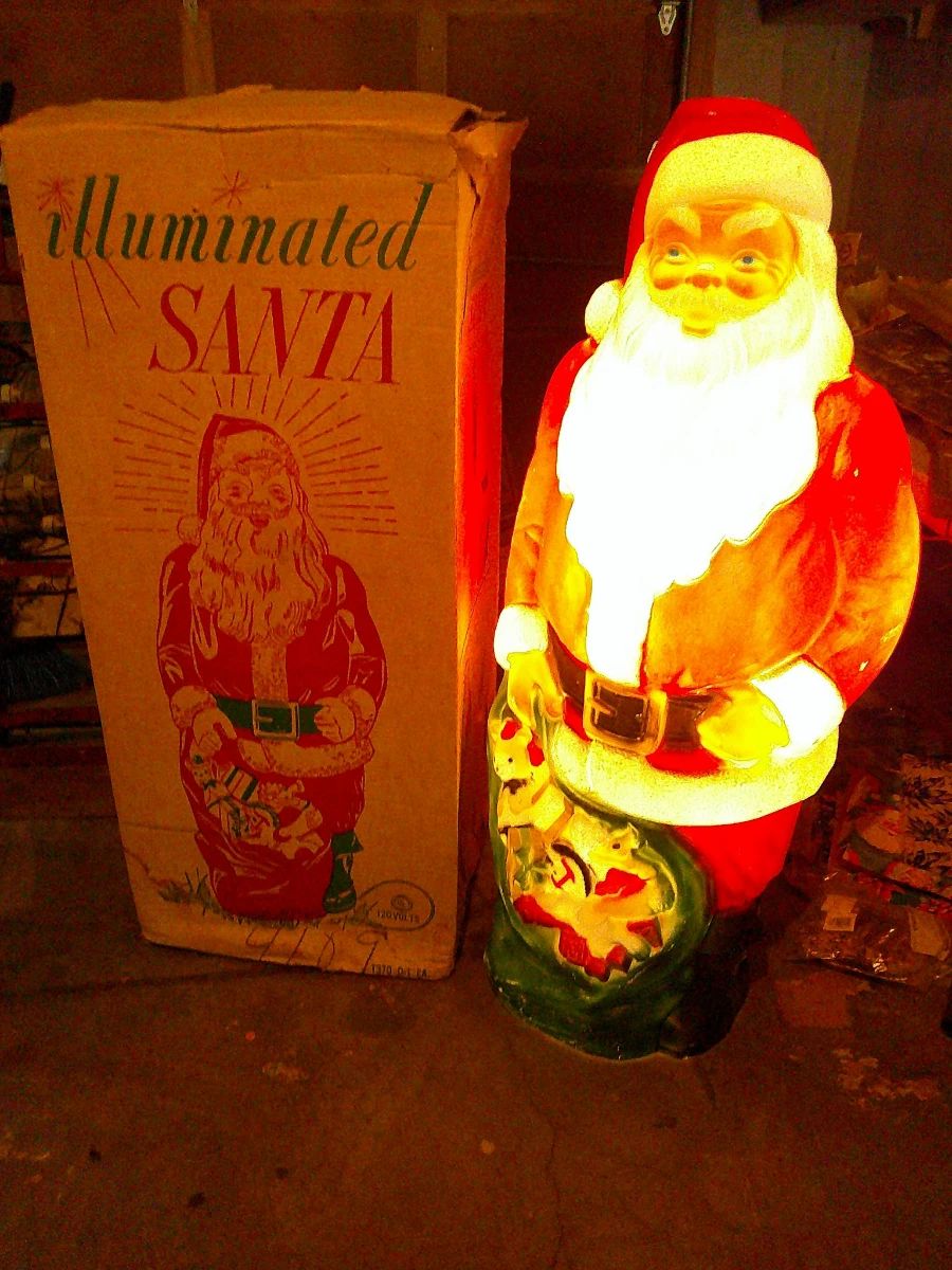 Vintage Blow Mold Santa with box