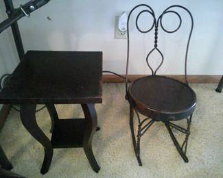 Small Wooden Table           Vintage Small Ice Cream Chair