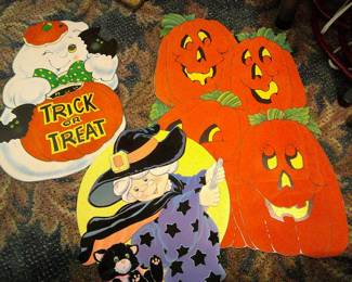 Vintage Flocked Halloween Decor