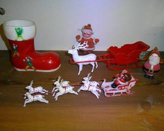 Vintage Santa and Reindeer       Vintage Christmas Boot