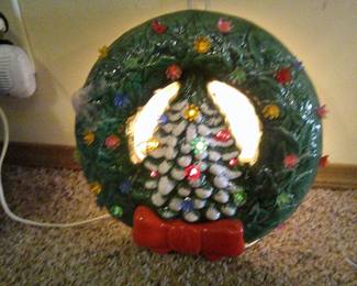 Vintage Glass Light Up Christmas Wreath