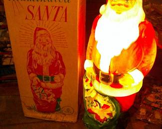 Vintage Blow Mold Santa with box