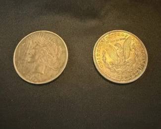 Silver 1922 Liberty  1921 Morgan Coins