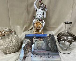 Roman God Wine Decor Lot with Bacchus Statue  Wine Vase Decor