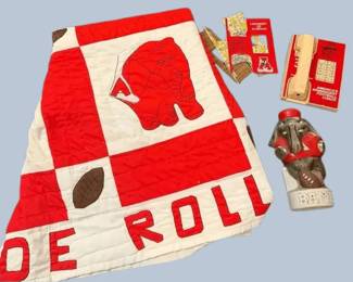 Bear Bryant  Alabama Roll Tide  1981 South Central Bell Phone, Handmade Quilt  Vintage Decanter