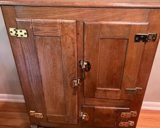 Antique Wooden Ice Box Cabinet On Wheels